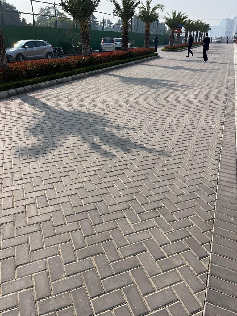 Shaded Herringbone Driveway